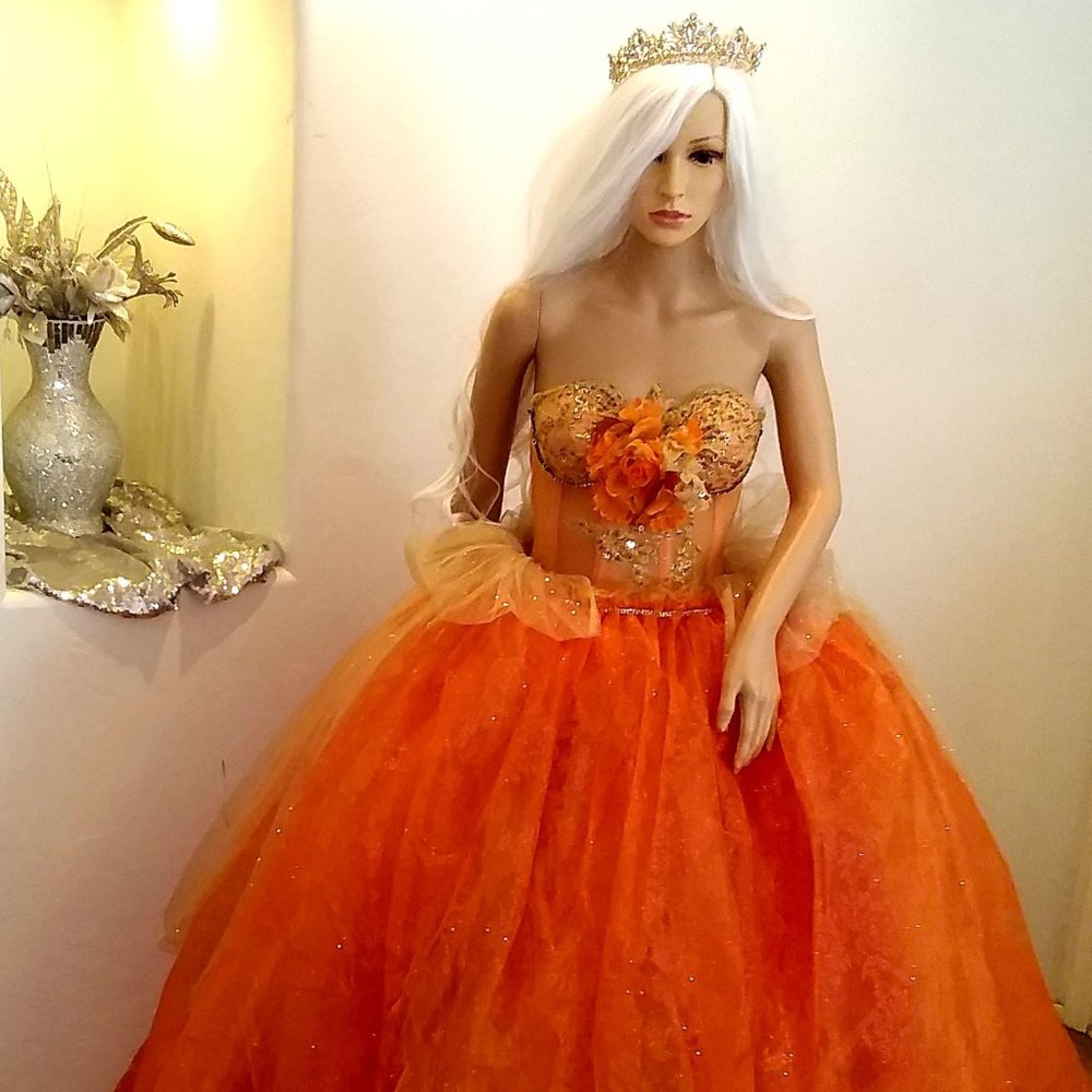 "AUTUMN" Organza Harvest Princess Crystal Wedding Ballgown Set